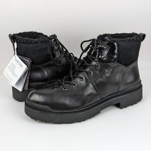 Geox Nevegal Amphibiox Waterproof Leather Combat Ankle Boot Black EU41 10.5 NIB